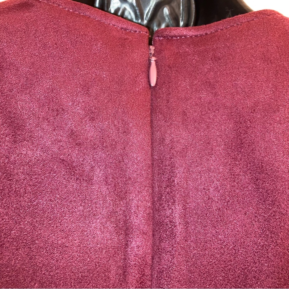 Calvin Klein Faux Suede Square Neck Asymmetrical Zip Short Sleeve Sheath Dress - Picture 10 of 15